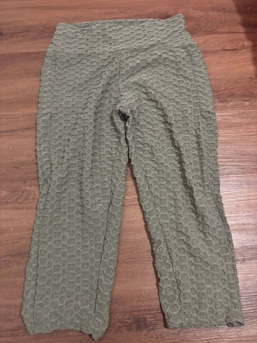 O to S Olive Green Textured Honeycomb Booty Lift Leggings 2XL (fits like XL)